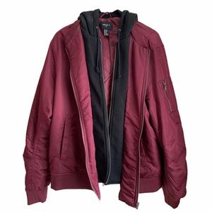 Hooded Maroon Bomber Jacket